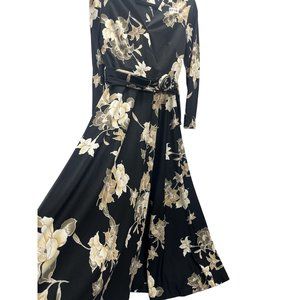 Women Black Floral Maxi Dress Size S color black